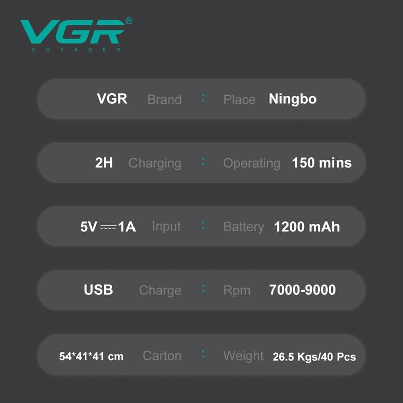 Електробритва VGR V-308 GREEN шейвер, подвійне лезо, 9000 RPM, LED Display — фото 8