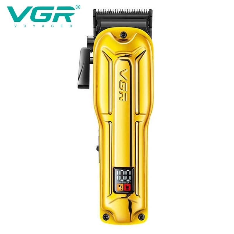Акумуляторна машинка для стриження (clipper) VGR V-138 GOLD, 4 насадки, 7000 RPM, 2500 mAh, LED display — фото 5
