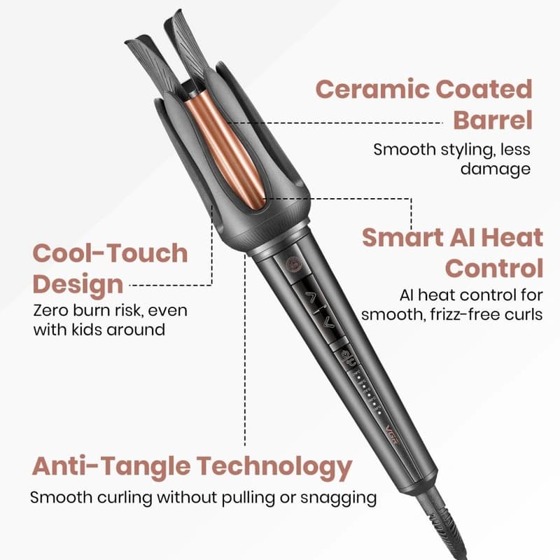Плойка VGR V-581, automatic curling, температура від 130°C до 210°C, керамічне покриття, LED display, 45 Вт — фото 4