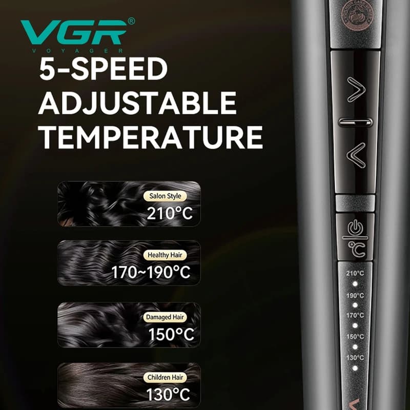 Плойка VGR V-581, automatic curling, температура від 130°C до 210°C, керамічне покриття, LED display, 45 Вт — фото 9