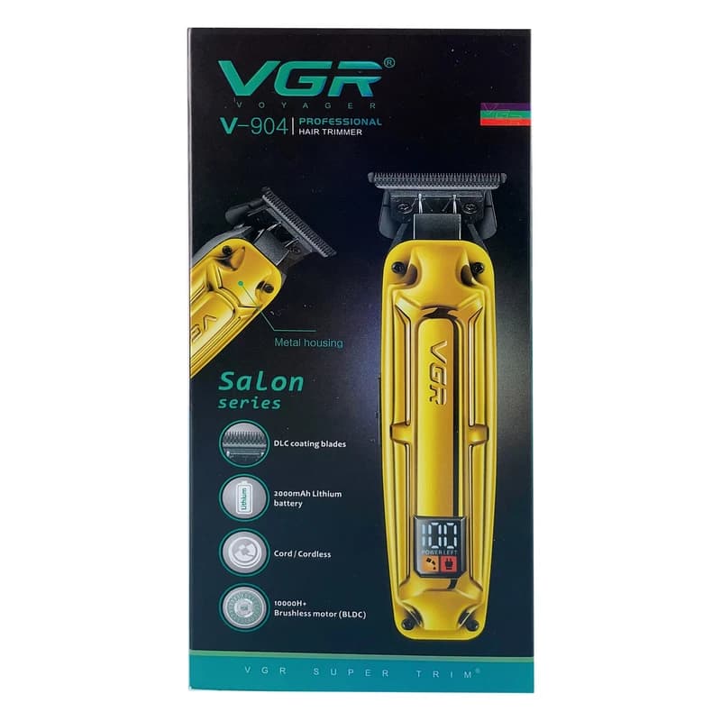 Акумуляторна машинка для стриження (clipper) VGR V-904 GOLD, 4 насадки, 2000 mAh, LED display — фото 7