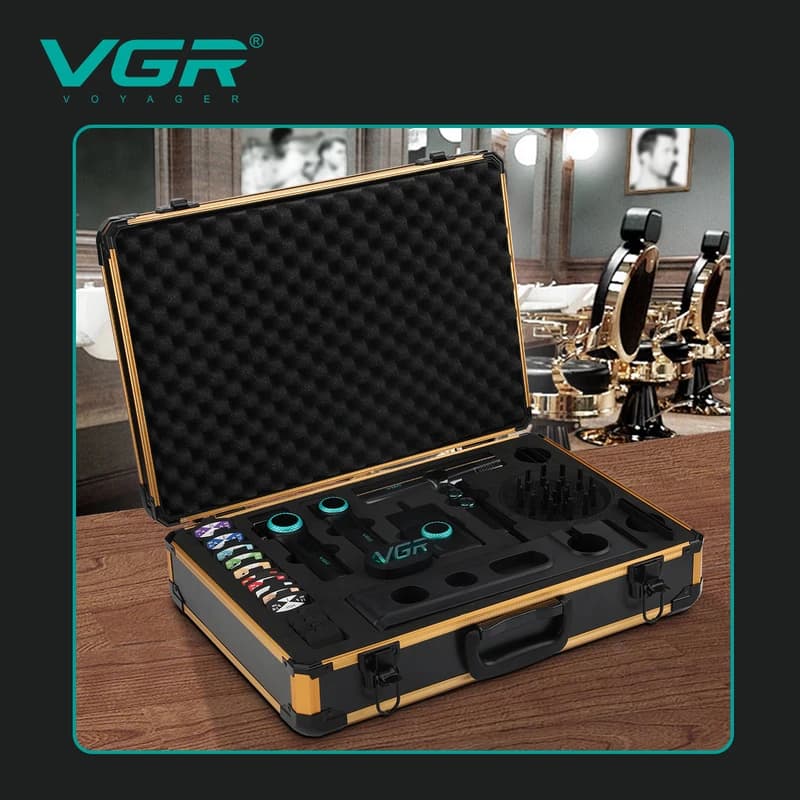 Комплект VGR STEPLERSS PRO 4 IN 1 BLACK, машинка для стрижки (Clipper), тример, шейвер, фен — фото 3