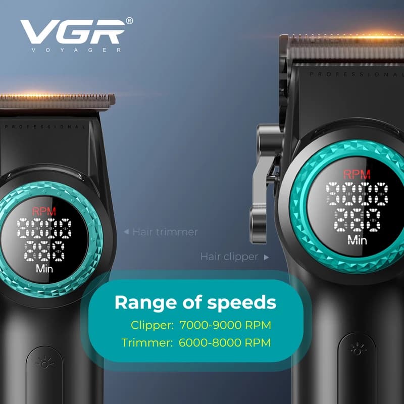 Комплект VGR STEPLERSS PRO 4 IN 1 BLACK, машинка для стрижки (Clipper), тример, шейвер, фен — фото 9