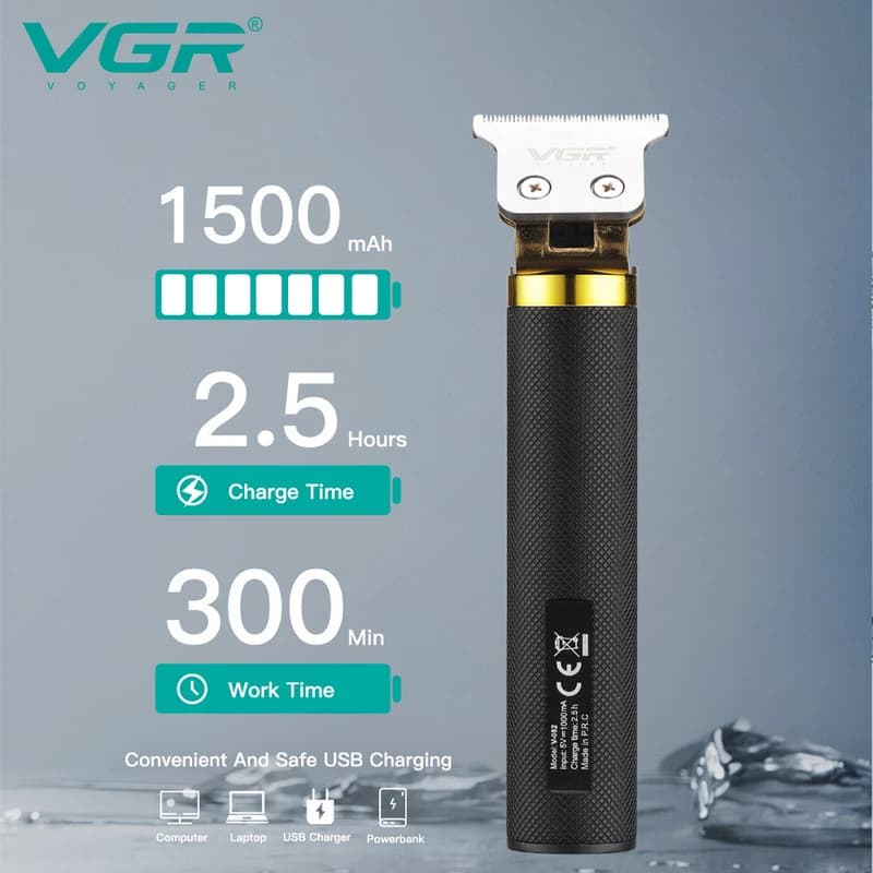 Машинка (триммер) для стрижки волосся та бороди VGR V-082, Professional, 3 насадки, STRONG BATTERY — фото 7