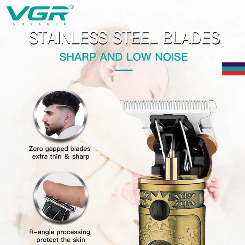 Машинка (триммер) для стрижки волосся та бороди VGR V-085, Professional, 3 насадки, STRONG BATTERY — фото 3