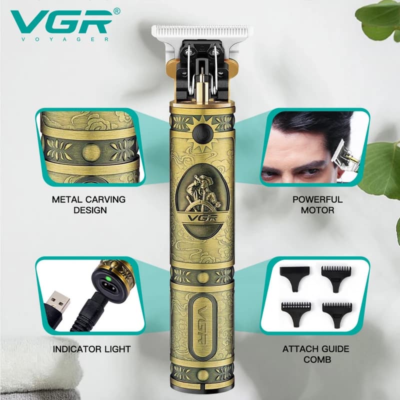 Машинка (триммер) для стрижки волосся та бороди VGR V-085, Professional, 3 насадки, STRONG BATTERY — фото 5