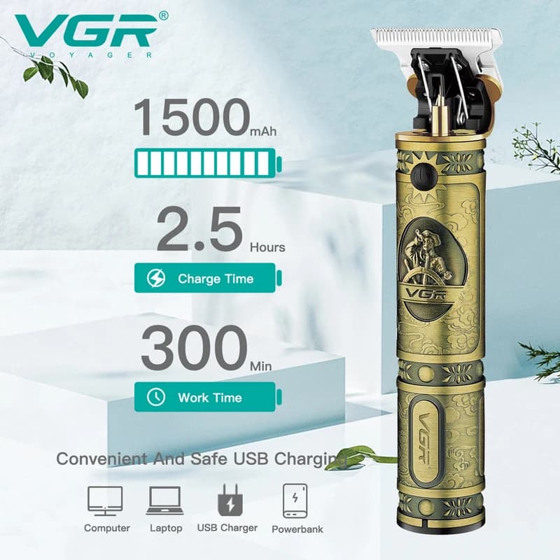 Машинка (триммер) для стрижки волосся та бороди VGR V-085, Professional, 3 насадки, STRONG BATTERY — фото 6