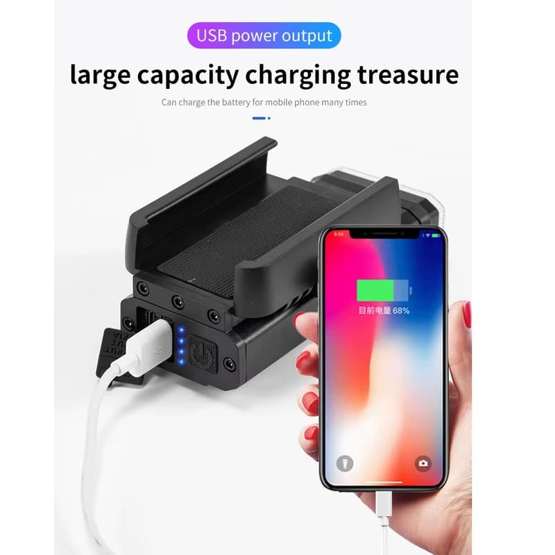 Велоліхтар BK09/Z-03-3T6, Power Bank, Li-Ion акумулятор, ЗП Type-C, кріплення під телефон — фото 5
