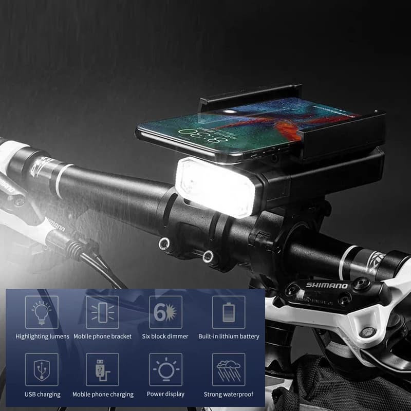 Велоліхтар BK09/Z-03-3T6, Power Bank, Li-Ion акумулятор, ЗП Type-C, кріплення під телефон — фото 10