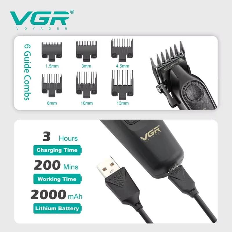 Комплект VGR 2 в 1 V-197&995, акумуляторна машинка для стрижки (clipper) та триммер — фото 3