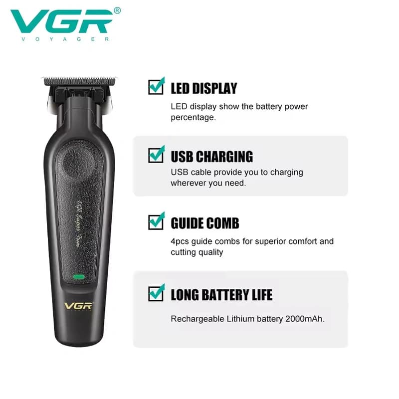 Комплект VGR 2 в 1 V-197&995, акумуляторна машинка для стрижки (clipper) та триммер — фото 8