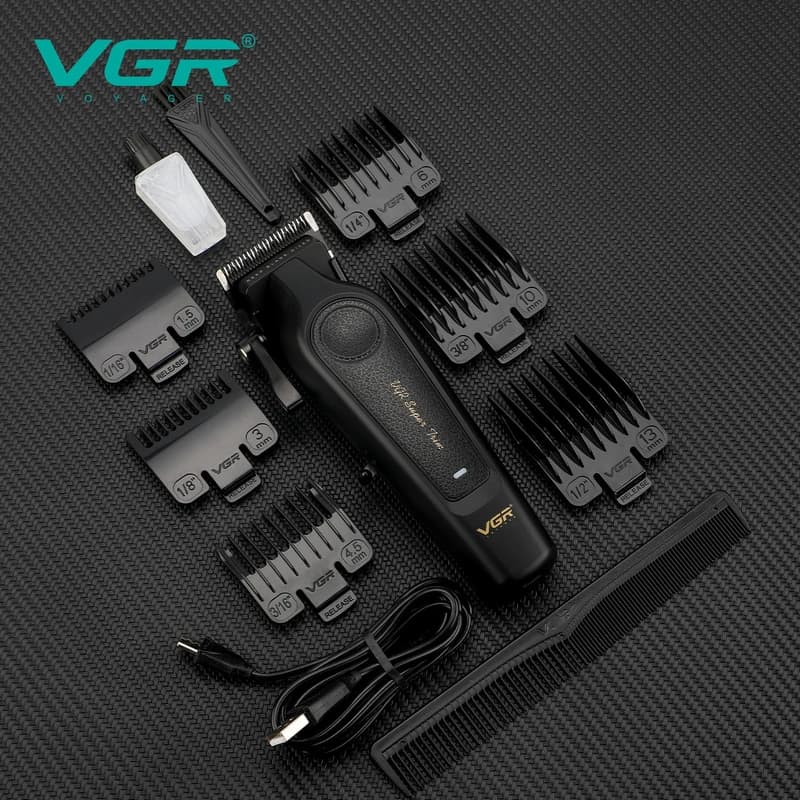 Акумуляторна машинка для стрижки (clipper) VGR V-197, 6 насадок, LED display — фото 3