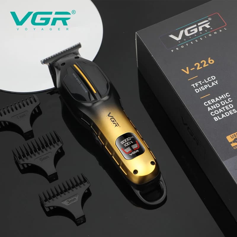 Тример VGR V-226 GOLD, 9000 RPM, 3 насадки, LED display — фото 2