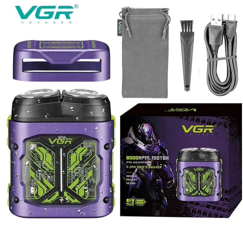 Електробритва VGR V-344 PURPLE, роторна, 8000 RPM, IPX6