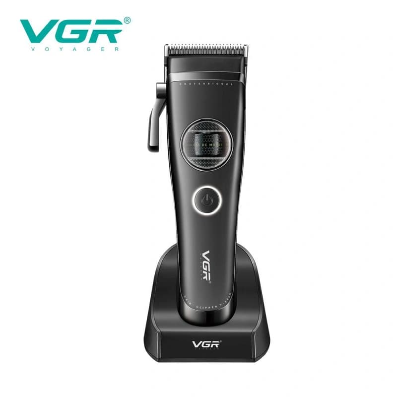 Акумуляторна машинка для стрижки (clipper) VGR V-880C BLACK, EXTERNAL ROTOR MOTOR, MIM BLADE, 11 насадок, док-станція — фото 1