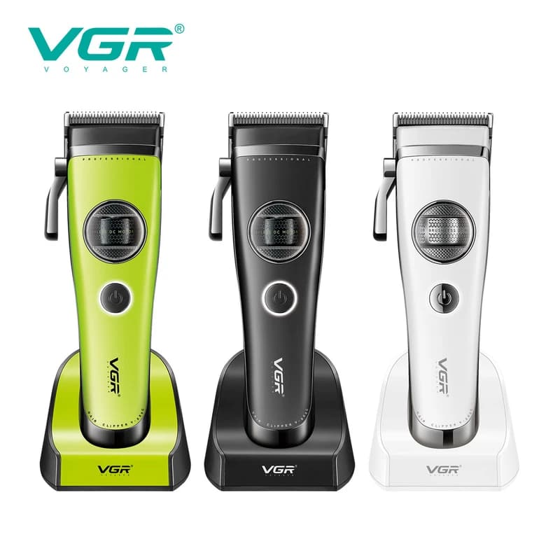 Акумуляторна машинка для стрижки (clipper) VGR V-880C BLACK, EXTERNAL ROTOR MOTOR, MIM BLADE, 11 насадок, док-станція — фото 8