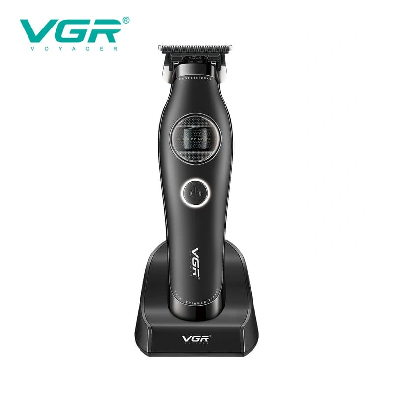 Тример VGR V-880T BLACK, EXTERNAL ROTOR MOTOR, MIM BLADE, 4 насадки, док-станція — фото 3