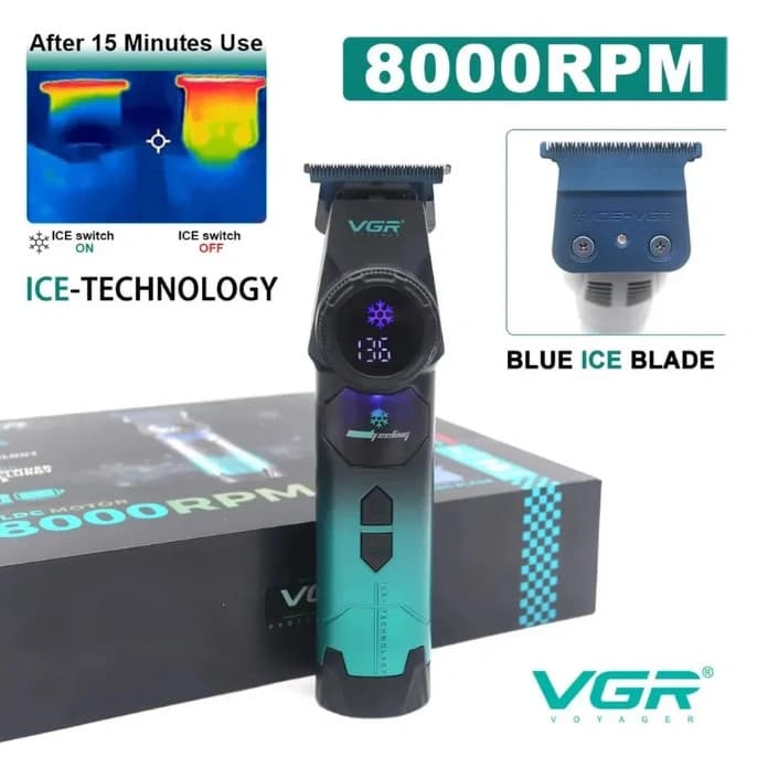 Тример VGR V-946 з технологією охолодження ICE TECHNOLOGY, 4 насадки, 8000 RPM, 3000 mAh, LED display — фото 7