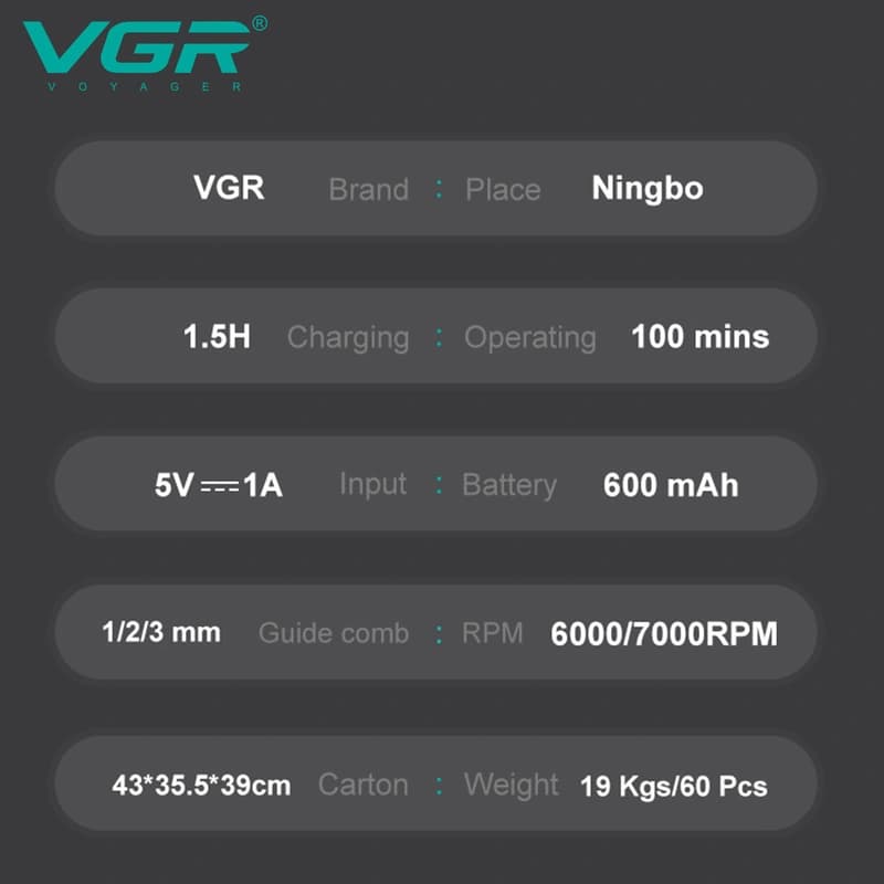Тример VGR V-964 GREEN, 7000 RPM, 3 насадки, LED display — фото 6