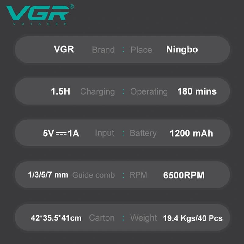 Тример VGR V-998 GREEN, 4 насадки, LED display — фото 6