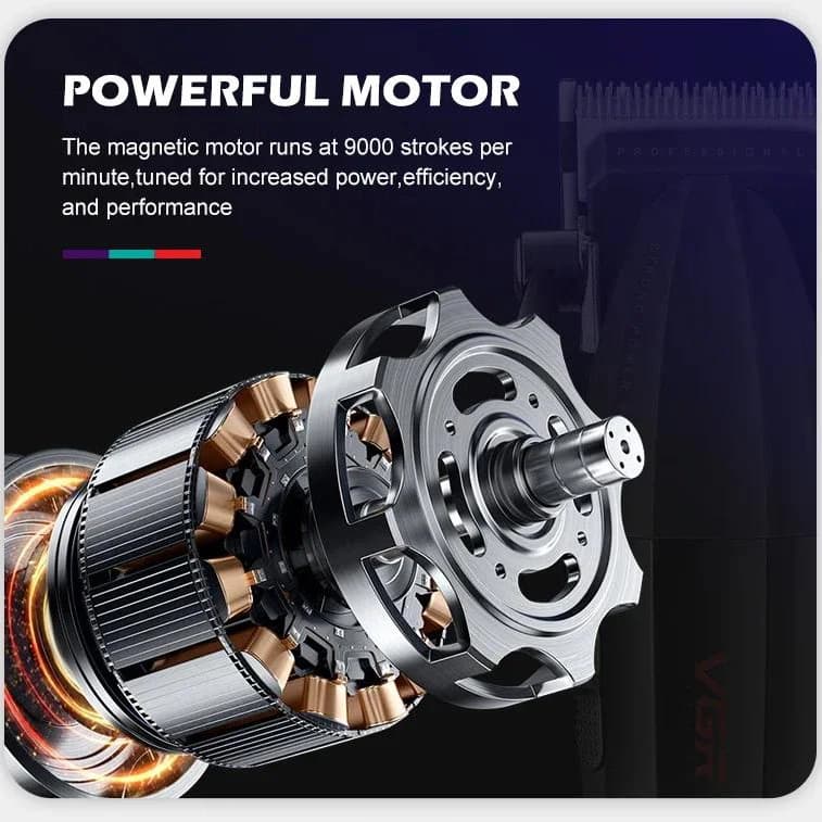 Акумуляторна машинка для стриження (clipper) VGR V-003 GOLD, 6 насадок, TURBO режим 9000 RPM, керамічне лезо, LED display — фото 2