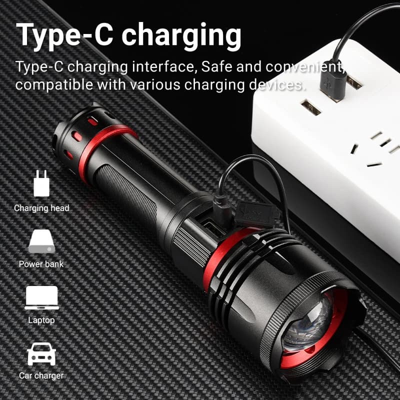 Тактичний ліхтар YEMAO YM-B631-D, 2500LM, акумулятор 26650 (5000 mAh), лінза для підпалу — фото 9