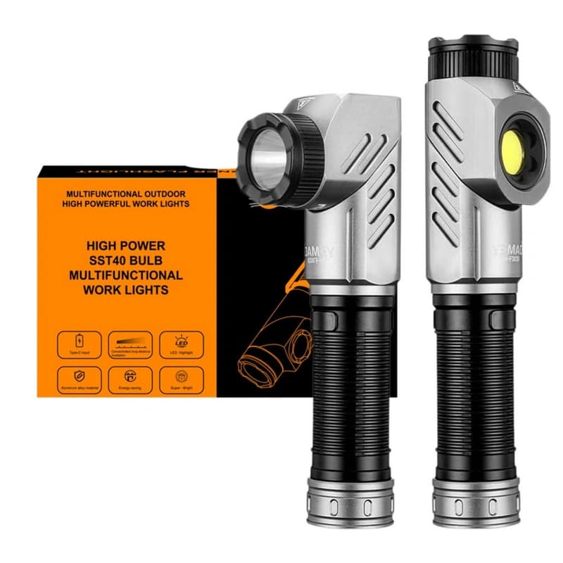 Тактичний ліхтар YEMAO YM-F303X, 1600LM, акумулятори 1x21700 (1x5000 mAh), поворотна голова — фото 1