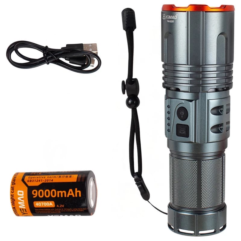 Тактичний ліхтар YEMAO YM-G520, 2500LM, акумулятор 40700 (9000 mAh), функція лампи — фото 2