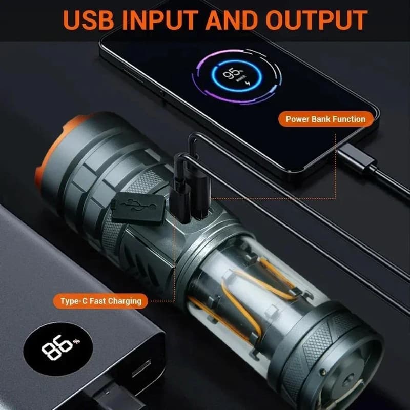 Тактичний ліхтар YEMAO YM-G580, 2500LM, акумулятор 26650 (5000 mAh), функція лампи — фото 10