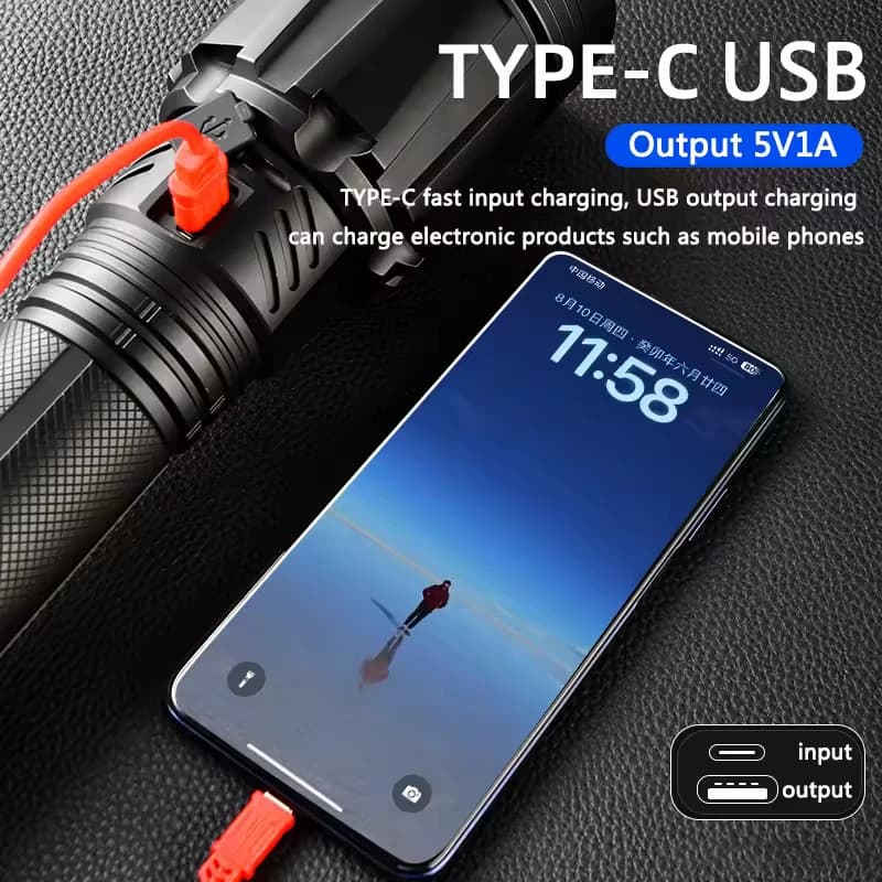 Зенітно-пошуковий ліхтар YEMAO YM-G999-60W, 5000LM, акумулятори 8x18650 (8x3200 mAh), чохол — фото 5