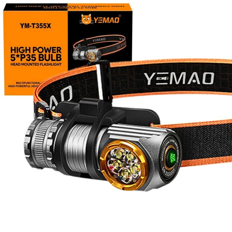 Налобний ліхтар YEMAO YM-T355X, 2000LM, акумулятори 18650 + 18350 (3200 + 1500 mAh), із червоним світлом — фото 1