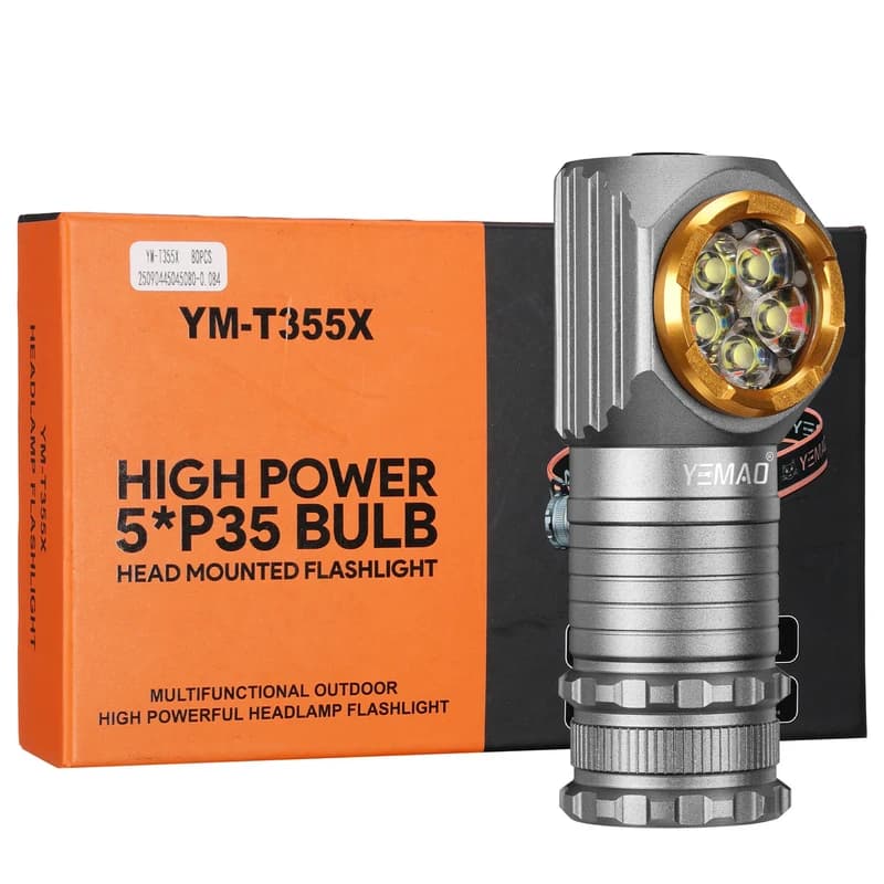 Налобний ліхтар YEMAO YM-T355X, 2000LM, акумулятори 18650 + 18350 (3200 + 1500 mAh), із червоним світлом — фото 6