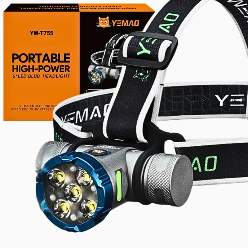 Налобний ліхтар YEMAO YM-T755X, 3000LM, акумулятор 2x21700 (4200 mAh), із червоним світлом — фото 1