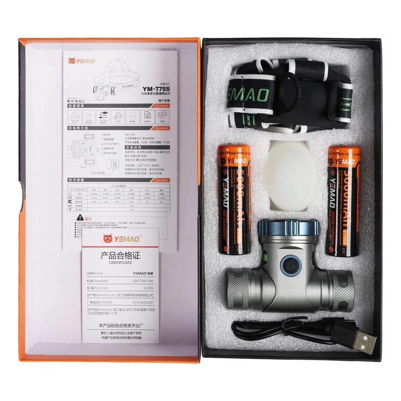 Налобний ліхтар YEMAO YM-T755X, 3000LM, акумулятор 2x21700 (4200 mAh), із червоним світлом — фото 8