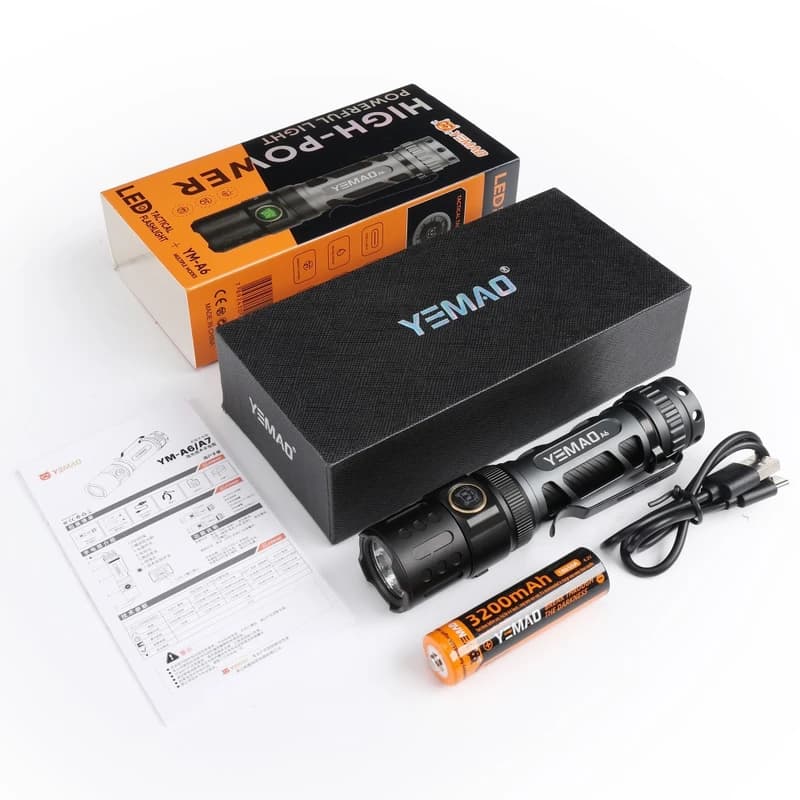Тактичний ліхтар YEMAO YM-А6, 2200LM, акумулятор 18650 (3200 mAh) — фото 2