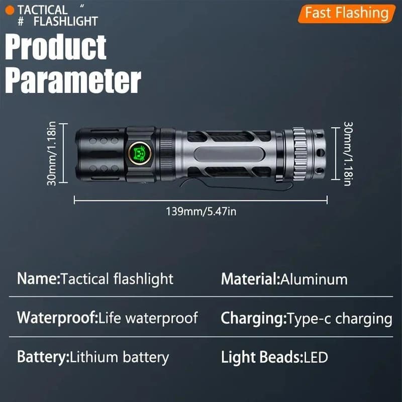 Тактичний ліхтар YEMAO YM-А6, 2200LM, акумулятор 18650 (3200 mAh) — фото 10