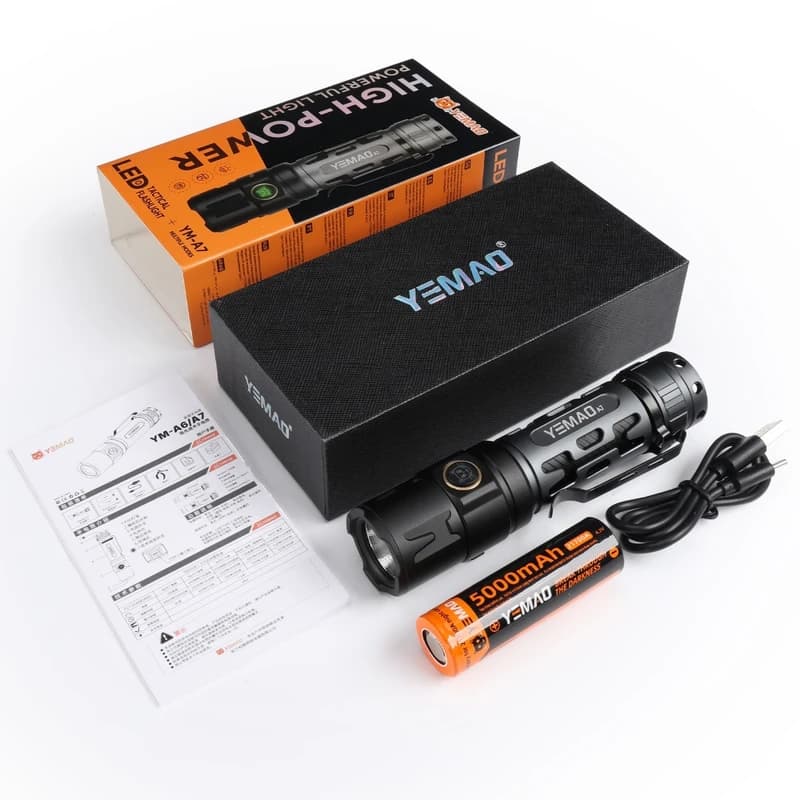 Тактичний ліхтар YEMAO YM-А7, 2200LM, акумулятор 21700 (5000 mAh) — фото 2