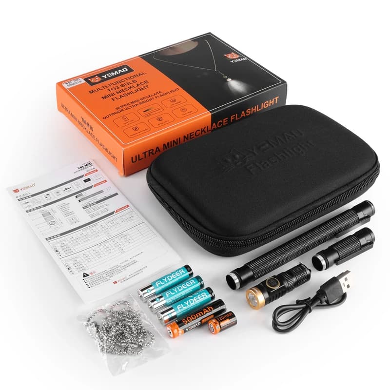 Портативний ліхтар YEMAO YM-M10, 800LM, акумулятори 10440 + 10180 (500 + 120 mAh), 3xAAA, чохол — фото 3