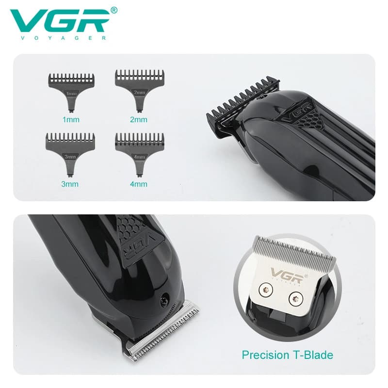 Машинка (триммер) для стрижки волосся VGR V-982, Professional, 4 насадки, LED Display — фото 3