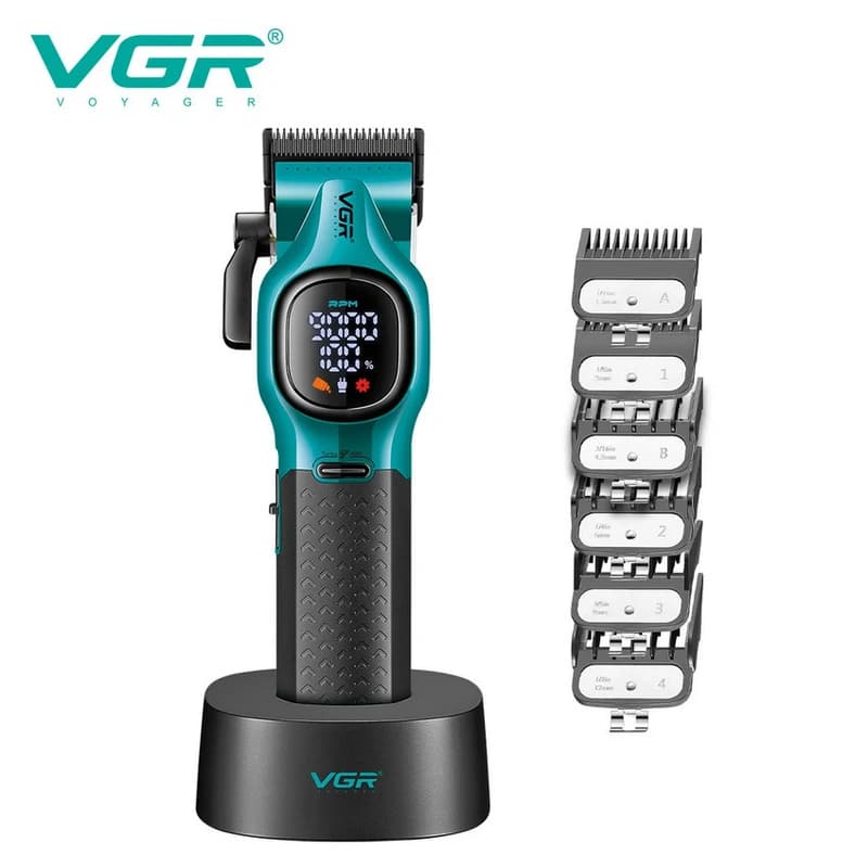 Акумуляторна машника для стриження (clipper) VGR V-886C GREEN, LED display, 9000RPM — фото 1