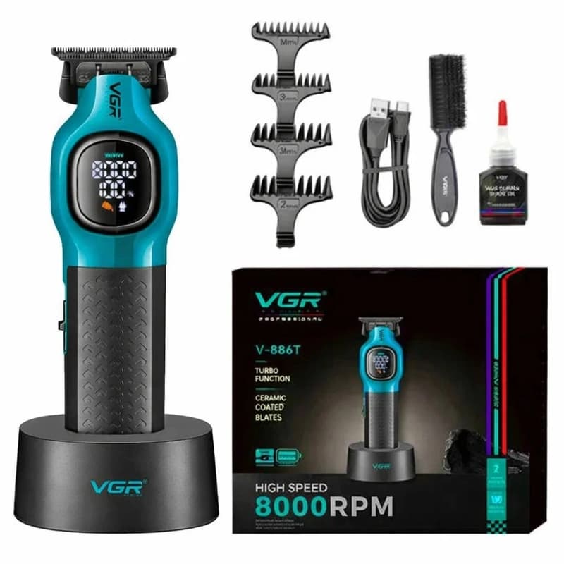 Тример VGR V-886T GREEN, 4 насадки, LED display, 8000RPM — фото 4