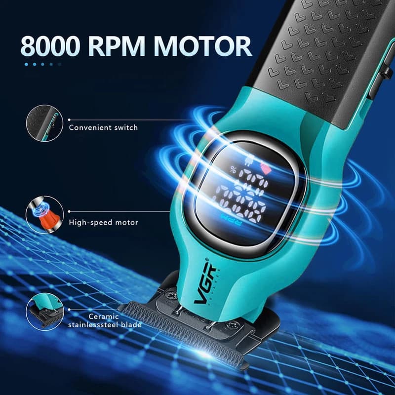 Тример VGR V-886T GREEN, 4 насадки, LED display, 8000RPM — фото 9