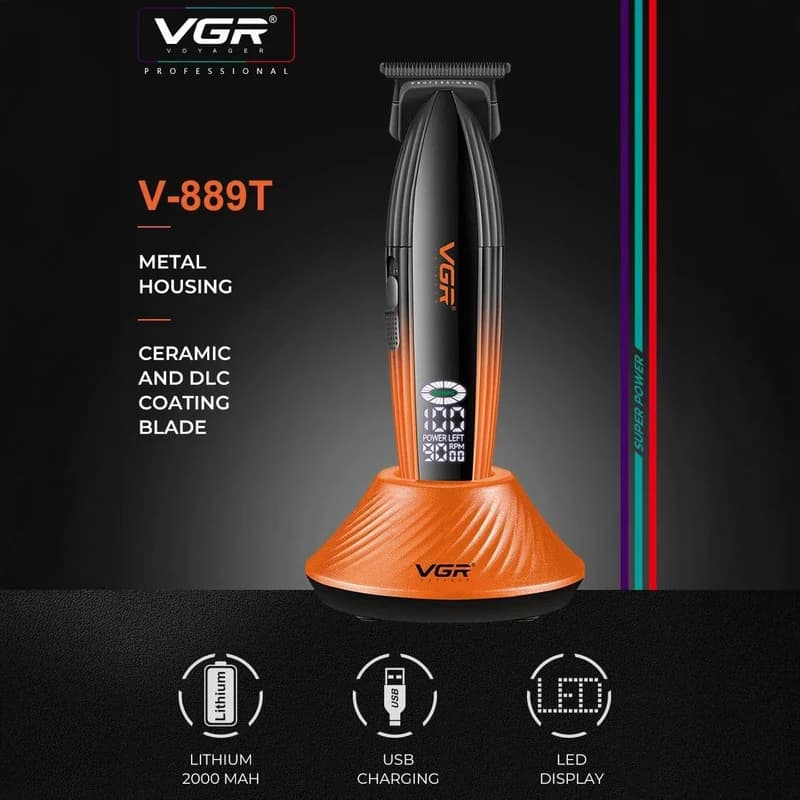 Тример VGR V-889T, 3 насадки, LED display, 9000RPM — фото 3
