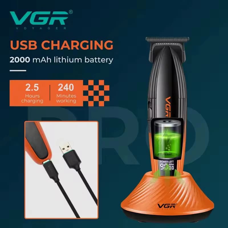 Тример VGR V-889T, 3 насадки, LED display, 9000RPM — фото 4