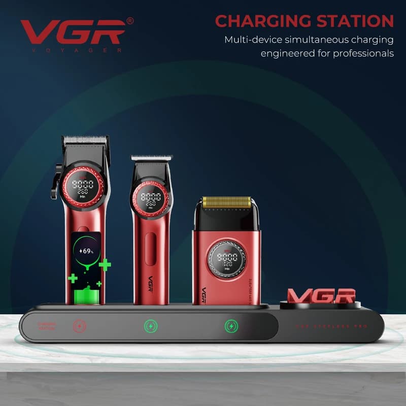 Комплект VGR STEPLERSS PRO 3 IN 1 RED, машинка для стрижки (Clipper), тример, шейвер — фото 3