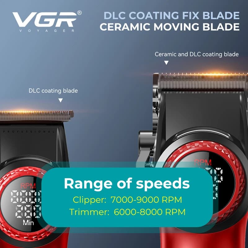 Комплект VGR STEPLERSS PRO 3 IN 1 RED, машинка для стрижки (Clipper), тример, шейвер — фото 4