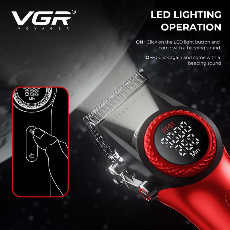 Комплект VGR STEPLERSS PRO 3 IN 1 RED, машинка для стрижки (Clipper), тример, шейвер — фото 5