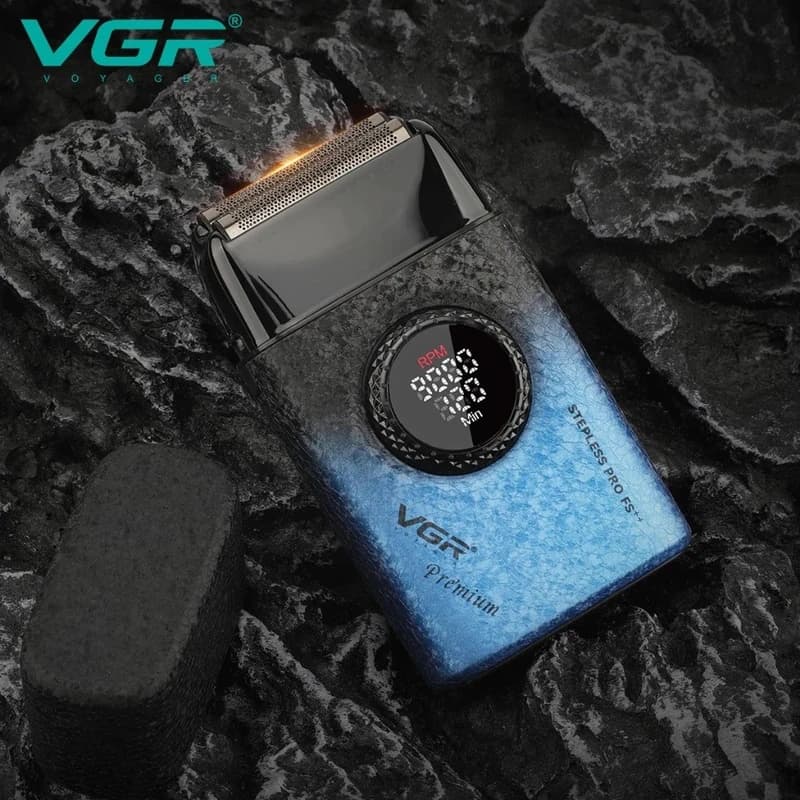 Електробритва VGR V-377 BLUE шейвер, подвійне лезо, регулювання потужності 7000-9000 RPM, LED display — фото 5