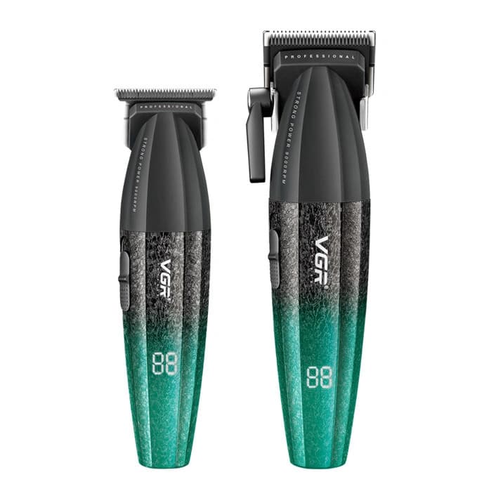 Комплект VGR 2 в 1 V-640 S2 GREEN акумуляторна машинка для стриження (clipper) та триммер — фото 2