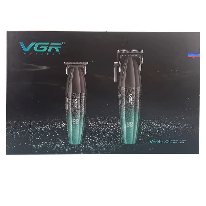Комплект VGR 2 в 1 V-640 S2 GREEN акумуляторна машинка для стриження (clipper) та триммер — фото 4